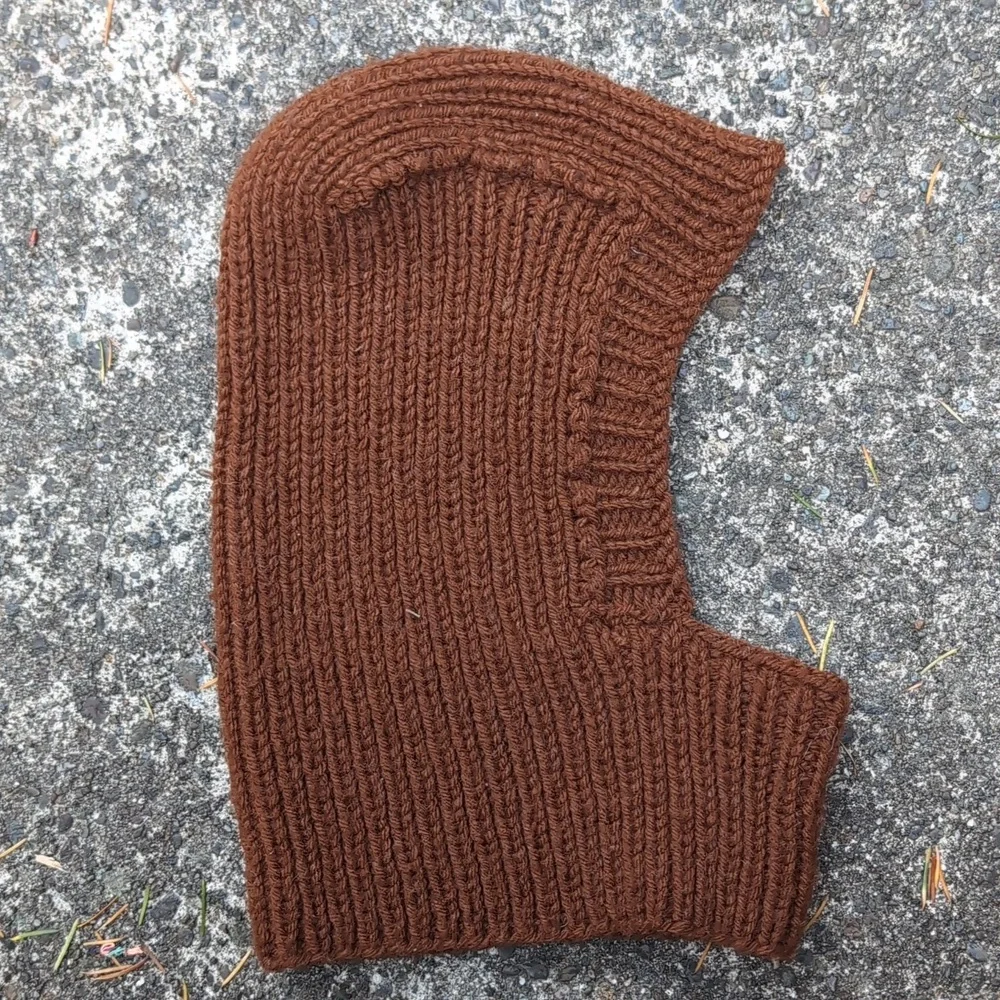 Hand Knit Balaclava In Brown
